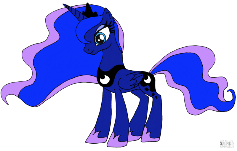 Size: 1100x705 | Tagged: safe, artist:playtimerogerhargreavesandbonniezacherlefan68, derpibooru import, princess luna, alicorn, pony, clothes, colored, coloring page, crown, cute, female, folded wings, g4, image, jewelry, luna's crown, lunabetes, mare, png, regalia, shoes, simple background, smiling, solo, white background, wings