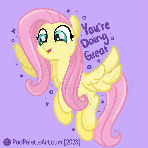 Size: 1500x1500 | Tagged: safe, artist:redpalette, derpibooru import, fluttershy, 2023, cute, digital art, flying, happy, image, motivational poster, png, smiling, spread wings, watermark, wings