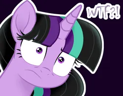 Size: 1716x1344 | Tagged: safe, artist:lunerymish, derpibooru import, oc, oc:twivine sparkle, alicorn, pony, base used, black background, female, image, mare, png, simple background, solo, twivine sparkle, unamused, wtf