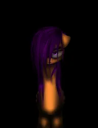 Size: 7113x9284 | Tagged: semi-grimdark, artist:leeileria, derpibooru import, scootaloo, pegasus, pony, fanfic:pegasus device, fanfic:rainbow factory, 2017, absentia, black background, creepy, fanfic art, female, filly, floppy ears, foal, folded wings, frown, hair over one eye, image, jpeg, lineless, long neck, looking at you, messy mane, simple background, solo, standing, wings