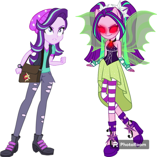 Size: 1080x1080 | Tagged: safe, artist:cutler1228, derpibooru import, aria blaze, starlight glimmer, human, equestria girls, equestria girls series, rainbow rocks, spoiler:eqg series (season 2), boots, cowboy boots, image, png, shoes, simple background, transparent background