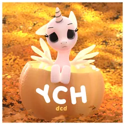 Size: 2160x2160 | Tagged: safe, derpibooru import, pony, 3d, adorable face, aritst:dcdnsfw, autumn, blender, commission, cute, image, leaves, png, pumpkin, source filmmaker, spread wings, wings, your character here