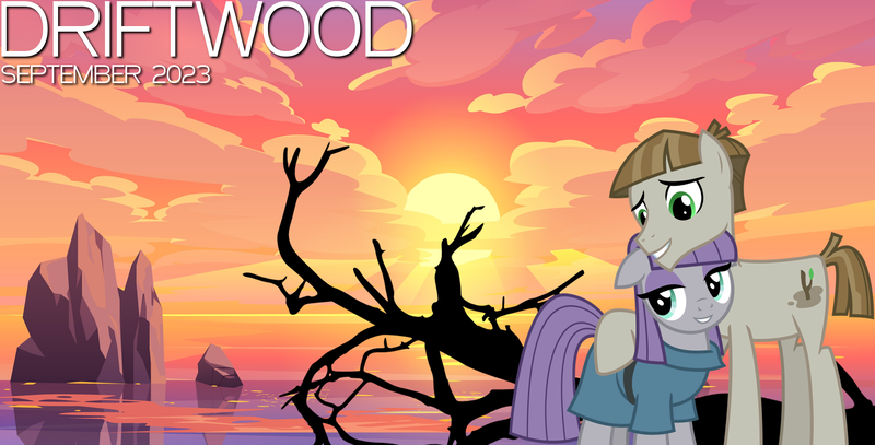 Size: 2064x1049 | Tagged: safe, artist:cheezedoodle96, artist:not-yet-a-brony, derpibooru import, maud pie, mudbriar, earth pony, pony, 2023, beach, cloud, driftwood, female, hug, image, lyrics in the description, male, mare, maudbriar, ocean, png, rock, september, shipping, smiling, song in the description, song reference, stallion, straight, sun, translated in the description, tree, tree branch, water, when he smiles, when she smiles, youtube link in the description