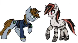 Size: 1232x682 | Tagged: safe, artist:fire ray, derpibooru import, oc, oc:blackjack, oc:littlepip, unicorn, fallout equestria, fallout equestria: project horizons, argument, fanfic art, image, png, together