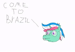 Size: 769x534 | Tagged: safe, artist:thetzar, derpibooru import, oc, oc:enderson, pony, unicorn, 1000 hours in ms paint, brazil, bucktooth, bust, crappy art, critique requested, image, jpeg, striped mane, unintentionally hilarious