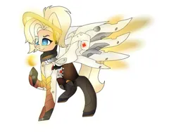 Size: 1600x1200 | Tagged: safe, artist:jorge-styx, derpibooru import, ponified, pony, image, jpeg, mercy, overwatch, simple background, solo, white background