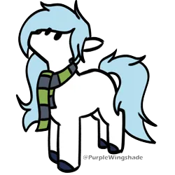 Size: 3000x3000 | Tagged: safe, artist:purple wingshade, derpibooru import, oc, oc:frostbite, earth pony, pony, blue mane, clothes, cute, image, png, scarf, small, solo, striped scarf, white coat