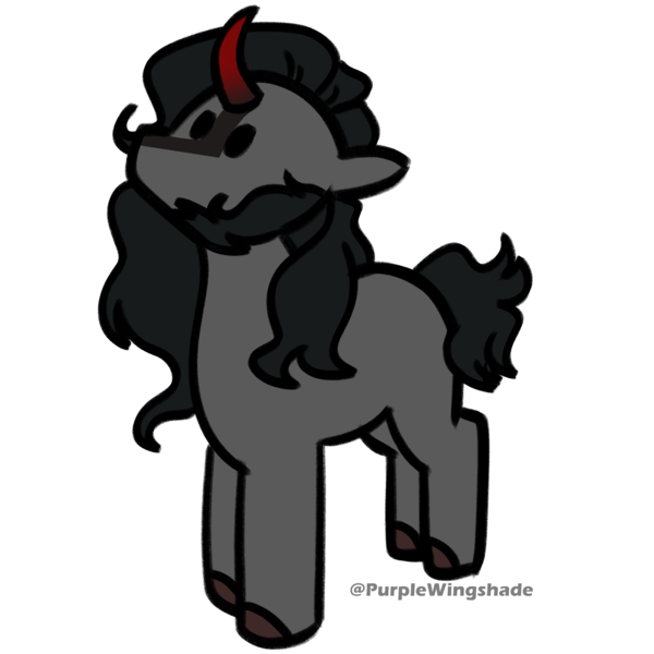 Size: 3000x3000 | Tagged: safe, derpibooru import, oc, oc:king sombra, pony, unicorn, beard, black mane, cute, facial hair, facial markings, gray coat, horn, image, png, red horn, small, solo