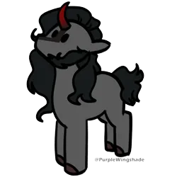 Size: 3000x3000 | Tagged: safe, derpibooru import, oc, oc:king sombra, pony, unicorn, beard, black mane, cute, facial hair, facial markings, gray coat, horn, image, png, red horn, small, solo