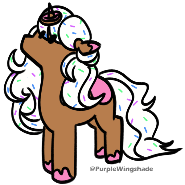 Size: 3000x3000 | Tagged: safe, artist:purple wingshade, derpibooru import, oc, oc:donut daydream, pony, unicorn, brown coat, cute, donut, food, image, png, small, solo, sprinkles, white mane