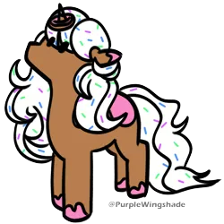 Size: 3000x3000 | Tagged: safe, artist:purple wingshade, derpibooru import, oc, oc:donut daydream, pony, unicorn, brown coat, cute, donut, food, image, png, small, solo, sprinkles, white mane