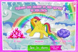 Size: 1958x1297 | Tagged: safe, derpibooru import, idw, official, skydancer, pegasus, pony, g1, advertisement, bow, costs real money, english, female, g4, gameloft, gem, idw showified, image, jpeg, magic coins, mare, mobile game, my little pony: magic princess, numbers, sale, solo, tail, tail bow, text, wings