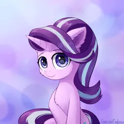 Size: 2000x2000 | Tagged: safe, artist:emeraldgalaxy, derpibooru import, starlight glimmer, pony, unicorn, cheek fluff, cute, ear fluff, eyebrows, female, g4, glimmerbetes, high res, horn, image, jpeg, looking at you, mare, signature, smiling, smiling at you, solo