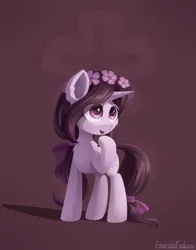 Size: 1800x2300 | Tagged: safe, artist:emeraldgalaxy, derpibooru import, oc, unofficial characters only, pony, unicorn, commission, ear fluff, eye clipping through hair, eyebrows, eyebrows visible through hair, female, flower, flower in hair, high res, horn, image, mare, open mouth, open smile, png, signature, smiling, solo, unicorn oc