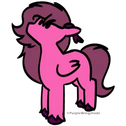 Size: 3000x3000 | Tagged: safe, artist:purple wingshade, derpibooru import, oc, deer, deer pony, hybrid, original species, pegasus, pony, antlers, clothes, image, pink coat, pink mane, png, purple mane, socks, solo