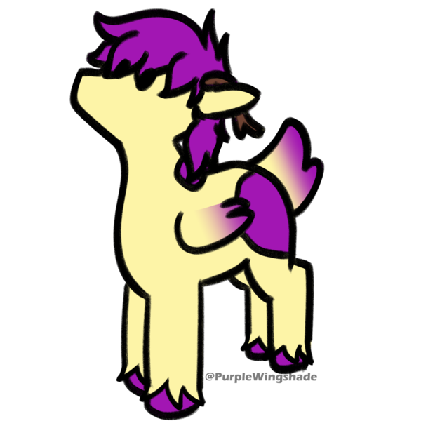 Size: 3000x3000 | Tagged: safe, artist:purple wingshade, derpibooru import, oc, oc:purple wingshade, deer, deer pony, hybrid, original species, pegasus, pony, antlers, clothes, colored wings, deer tail, image, png, purple mane, socks, solo, tail, wings, yellow coat