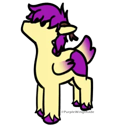 Size: 3000x3000 | Tagged: safe, artist:purple wingshade, derpibooru import, oc, oc:purple wingshade, deer, deer pony, hybrid, original species, pegasus, pony, antlers, clothes, colored wings, deer tail, image, png, purple mane, socks, solo, tail, wings, yellow coat