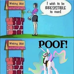 Size: 1587x1579 | Tagged: suggestive, artist:vladilen, derpibooru import, edit, princess celestia, alicorn, human, bound wings, bridle, butt, clothes, female, horses doing horse things, human to pony, image, jpeg, looking at you, looking back, magic, meme, money, needs more jpeg, plot, poof, reins, royalty, saddle, sketch, skirt, smiling, solo, solo female, speech bubble, stirrups, tack, tail, tail wrap, unamused, wings, wish