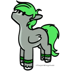 Size: 3000x3000 | Tagged: safe, artist:purple wingshade, derpibooru import, oc, oc:emerald stonesetter, pegasus, body markings, bracelet, colored wings, cute, facial markings, gray coat, green amne, image, jewelry, png, small, solo, wings