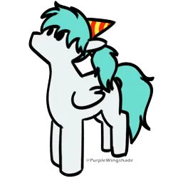 Size: 3000x3000 | Tagged: safe, artist:purple wingshade, derpibooru import, oc, oc:lucid mirage, pegasus, pony, birthday, blue mane, cute, hat, image, party hat, png, small, solo, turquoise mane, white coat