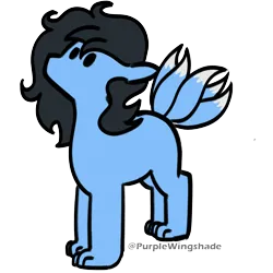 Size: 3000x3000 | Tagged: safe, artist:purple wingshade, derpibooru import, oc, oc:rain, pony, black mane, blue coat, image, katsine pony, paws, png, solo, tail