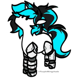 Size: 3000x3000 | Tagged: safe, artist:purple wingshade, derpibooru import, oc, oc:flawless ice, pony, robot, robot pony, unicorn, black mane, blue mane, dyed mane, image, png, ponytail, solo, white coat