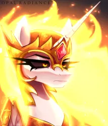 Size: 2548x2982 | Tagged: safe, artist:opal_radiance, derpibooru import, daybreaker, alicorn, pony, angry, daybreaker is not amused, fiery mane, image, png, scowl, solo, unamused