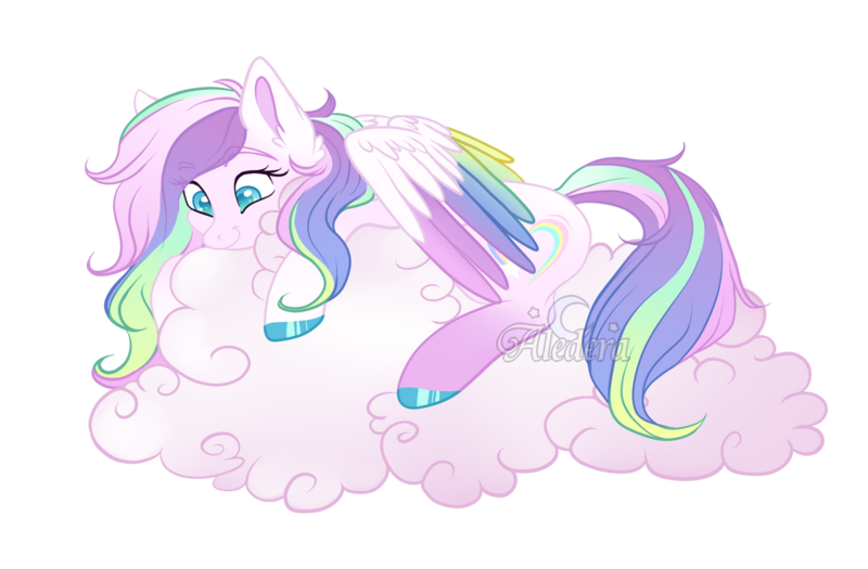 Size: 1280x840 | Tagged: safe, artist:aledera, derpibooru import, oc, oc:sunny daze, unofficial characters only, pegasus, pony, cloud, colored wings, female, image, mare, multicolored wings, png, simple background, solo, transparent background, wings