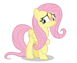 Size: 5500x4500 | Tagged: safe, artist:gypsykumquat, derpibooru import, fluttershy, pegasus, pony, .svg available, absurd resolution, blushing, cute, embarrassed, female, image, inkscape, looking back, png, show accurate, shyabetes, simple background, solo, transparent background, vector, wings