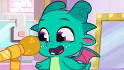 Size: 1280x720 | Tagged: safe, derpibooru import, edit, screencap, sound edit, sparky sparkeroni, dragon, jigglypuff, g5, my little pony: tell your tale, spoiler:g5, spoiler:my little pony: tell your tale, spoiler:tyts01e46, animated, baby, baby dragon, cute, image, male, microphone, microphone stand, open mouth, pokémon, singing, solo, sparky's sick, sparkybetes, webm