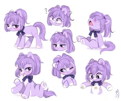 Size: 1100x913 | Tagged: safe, artist:ipun, derpibooru import, oc, oc:mio (higglytownhero), unofficial characters only, earth pony, pony, blaze (coat marking), blushing, bust, coat markings, confused, crying, facial markings, female, grumpy, image, looking down, mare, necktie, one eye closed, open mouth, png, ponytail, portrait, question mark, signature, simple background, sitting, sketch, sketch dump, socks (coat marking), solo, spread arms, stars, tongue out, unimpressed, white background
