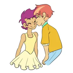 Size: 1280x1280 | Tagged: safe, artist:drawme-tay, derpibooru import, scootaloo, windy whistles, human, adopted, adopted offspring, ballerina, blushing, clothes, cute, cutealoo, female, humanized, image, jpeg, kiss on the cheek, kissing, mother and child, mother and daughter, scootadoption, scootalove, scootarina, simple background, smiling, white background, windybetes
