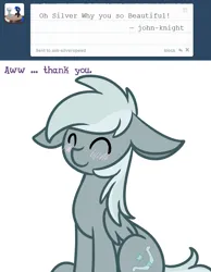 Size: 700x900 | Tagged: safe, artist:paint-smudges, derpibooru import, silverspeed, pony, ask silverspeed, blushing, image, png, simple background, solo, white background