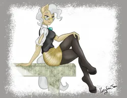 Size: 2179x1691 | Tagged: safe, artist:furryfantan, derpibooru import, mayor mare, anthro, earth pony, unguligrade anthro, blouse, clothes, glasses, image, jpeg, office, pantyhose, skirt, solo