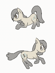 Size: 420x560 | Tagged: safe, artist:anonymous, ponerpics import, oc, oc:current seeker, unofficial characters only, pony, taiga pony, animated, female, gif, image, mare, no mouth, running, simple background, sneaking, socks (coat marking), solo, white background