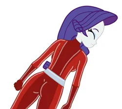 Size: 1656x1482 | Tagged: suggestive, artist:gmaplay, derpibooru import, rarity, human, equestria girls, ass, breasts, busty rarity, butt, catsuit, eyes closed, female, image, latex, png, simple background, solo, solo female, totally spies, unconscious, white background