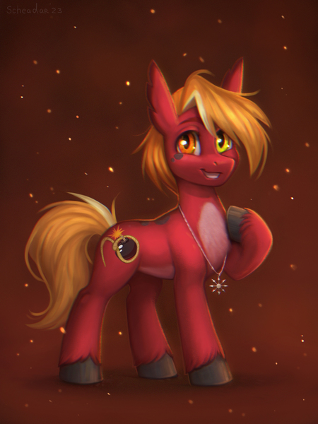 Size: 1876x2501 | Tagged: safe, artist:scheadar, derpibooru import, oc, oc:buster wilds, unofficial characters only, earth pony, amulet, earth pony oc, heterochromia, image, jewelry, jpeg, male, solo, solo male