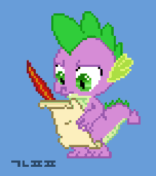 Size: 350x395 | Tagged: safe, artist:gonicfanfic, derpibooru import, spike, dragon, animated, gif, image, pixel art, simple background, solo
