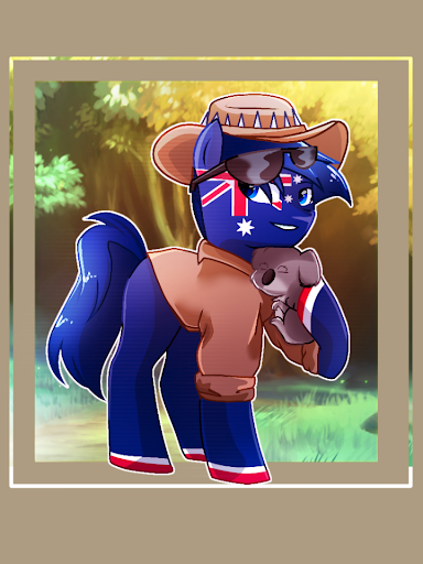 Size: 384x512 | Tagged: safe, artist:diniarvegafinahar, derpibooru import, ponified, earth pony, koala, pony, australia, brown background, clothes, grass, hat, image, male, nation ponies, png, shirt, simple background, solo focus, stallion, sunglasses, tree