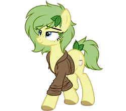 Size: 1500x1320 | Tagged: safe, artist:nana-yuka, derpibooru import, oc, oc:nettle vienna, earth pony, pony, clothes, female, image, jacket, png, simple background, solo, transparent background