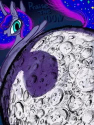Size: 3000x4000 | Tagged: safe, artist:ja0822ck, derpibooru import, princess luna, alicorn, pony, butt, crater, female, image, lunar lander, lunar rover, mare, moon, moonbutt, png, praise the moon