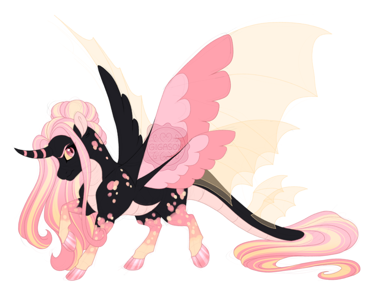 Size: 4700x3700 | Tagged: safe, artist:gigason, derpibooru import, oc, oc:tourmaline, unofficial characters only, alicorn, pony, seraph, seraphicorn, augmented, augmented tail, female, image, mare, multiple wings, obtrusive watermark, png, simple background, solo, tail, transparent background, watermark, wings