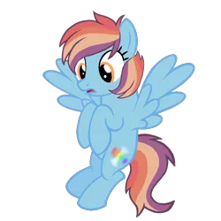 Size: 2048x2048 | Tagged: safe, anonymous artist, derpibooru import, oc, oc:rainbow borealis, pegasus, pony, base used, blue body, female, flying, high res, image, looking down, magical lesbian spawn, mare, multicolored mane, multicolored tail, offspring, open mouth, orange eyes, parent:rainbow dash, parent:scootaloo, parents:scootadash, pegasus oc, png, simple background, solo, tail, transparent background, wings