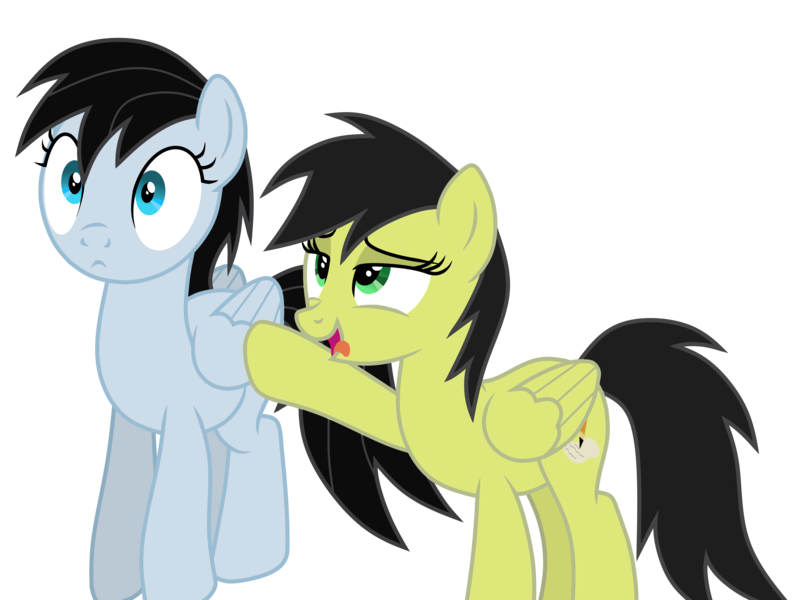 Size: 4600x3473 | Tagged: suggestive, artist:creedyboy124, derpibooru import, oc, oc:chloe park, oc:sadie park, pegasus, pony, female, image, lesbian, mare, png, sexual harassment, simple background, tongue out, touching, transparent background