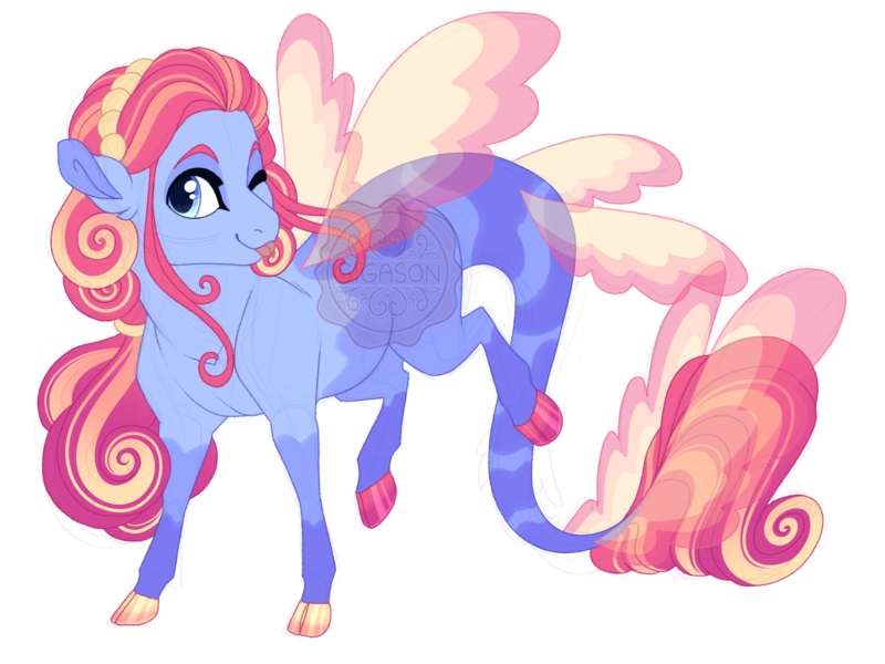 Size: 3600x2700 | Tagged: safe, artist:gigason, derpibooru import, oc, oc:sea angel, hybrid, pony, female, image, one eye closed, png, simple background, solo, tongue out, transparent background, wink