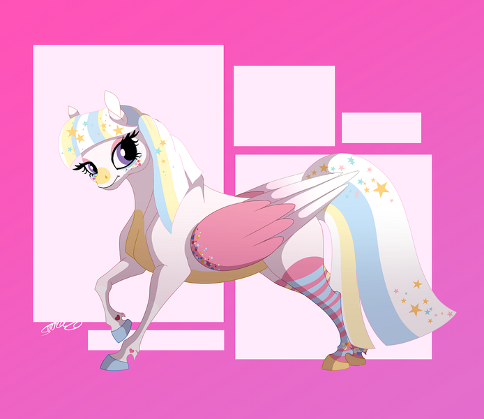 Size: 1015x877 | Tagged: safe, artist:serra20, derpibooru import, oc, oc:shimmering diamond, pegasus, abstract background, digital art, female, full body, image, pastel, pegasus oc, png, shading, solo, solo female, stylized, wings