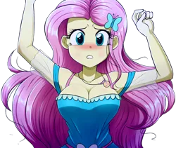 Size: 1728x1456 | Tagged: suggestive, anonymous editor, artist:the-butch-x, derpibooru import, edit, fluttershy, human, equestria girls, equestria girls series, armpits, big breasts, blushing, breasts, busty fluttershy, cleavage, clothes, cute, cutie mark, cutie mark on clothes, female, fluttershy boho dress, frown, geode of fauna, hairpin, image, jewelry, magical geodes, necklace, png, shyabetes, simple background, solo, solo female, stupid sexy fluttershy, transparent background