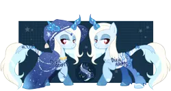 Size: 3328x1764 | Tagged: safe, artist:dixieadopts, derpibooru import, oc, oc:frozen spell, hybrid, pony, unicorn, crystal horn, female, horn, image, interspecies offspring, mare, offspring, parent:discord, parent:trixie, parents:trixcord, png, solo
