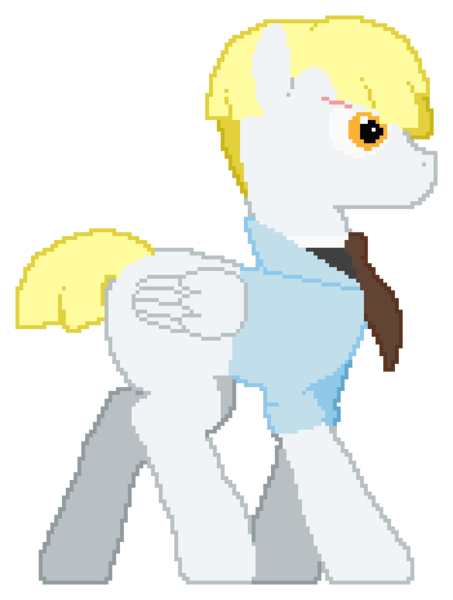 Size: 585x775 | Tagged: safe, artist:minus, derpibooru import, oc, oc:sunny side, unofficial characters only, pegasus, pony, bowl cut, clothes, derpibooru exclusive, eye scar, facial scar, image, male, necktie, pegasus oc, pixel art, png, quadrupedal, scar, shirt, simple background, solo, stallion, standing, transparent background, wings