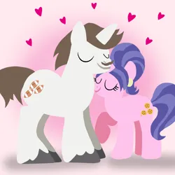 Size: 1400x1400 | Tagged: safe, artist:mlplary6, derpibooru import, cookie crumbles, hondo flanks, pony, unicorn, cookieflanks, eyes closed, female, heart, husband and wife, image, love, male, mare, png, shipping, stallion, straight